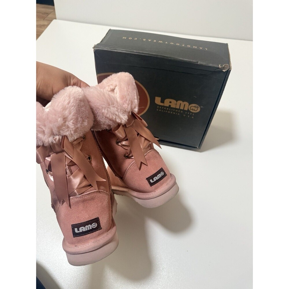 👢 Lamo Adele Pink Bow Boots, Size 8 ,